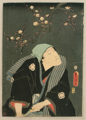 Utagawa Kunisada: Under Plum Blossoms at Night - Artelino