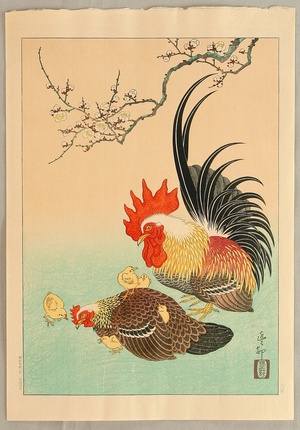 小原古邨: Rooster and Hen - Artelino