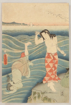 Japanischer Druck "Abalone Divers" von Utagawa Kunisada, 歌川国貞 (Utagawa Kunisada)