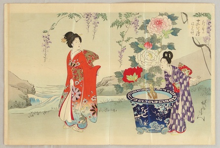 Toyohara Chikanobu: Twelve Months - Peony and Wisteria - Artelino