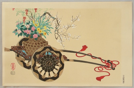 Takeshita Kin-u: Flower Cart in Winter - Artelino