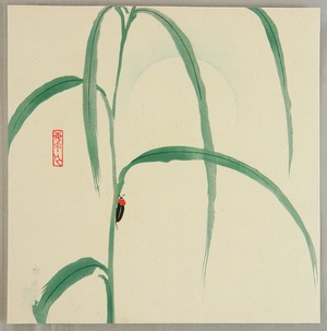 Japanese Print "Firefly and Moon" by Unknown, 無款 (null)