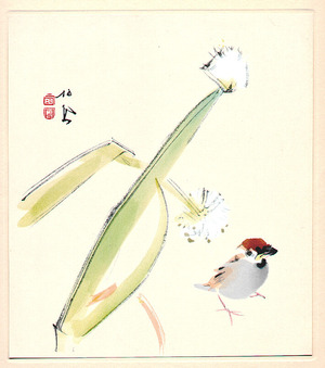 Takeuchi Seiho: Sparrow and Plants - Artelino