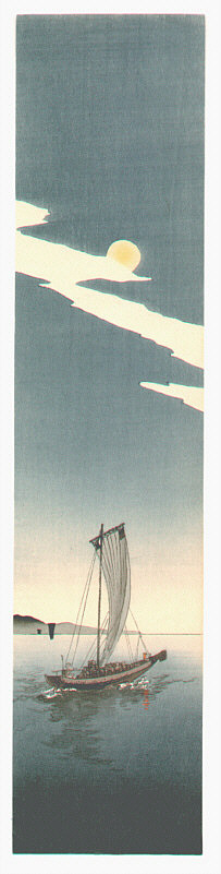 Yoshimoto Gesso: Sail Boat under the Moon Light - Artelino