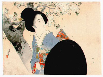 Mizuno Toshikata: Cherry Blossoms (Kuchi-e) - Artelino