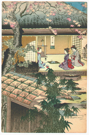 Toyohara Chikanobu: Tea House in Peony Garden - Artelino