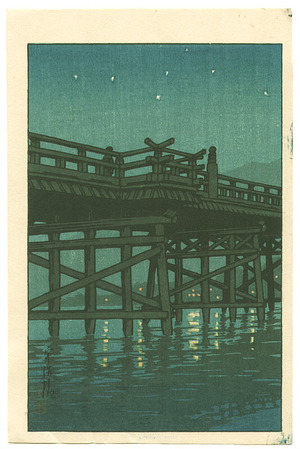 Kawase Hasui: Uji Bridge at Night (Muller Collection) - Artelino