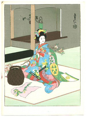 Hasegawa Sadanobu III: Maiko Arranging Flowers - Artelino