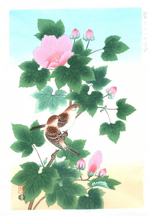 Ashikaga Shizuo: Sparrows and Hibiscus - Artelino