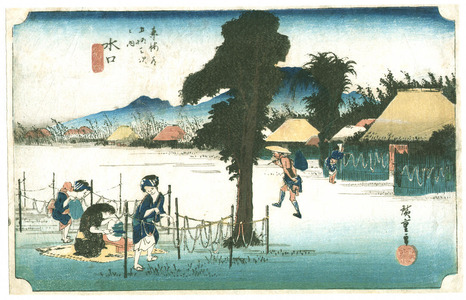 Utagawa Hiroshige: Minakuchi - Tokaido Gojusan Tsugi no Uchi (Hoeido) - Artelino
