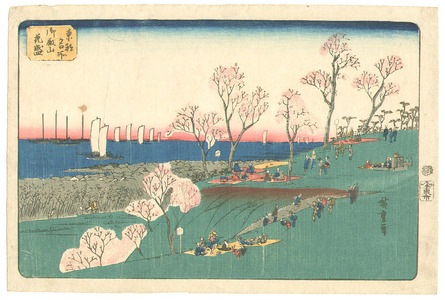 歌川広重: Cherry Blossoms at Mt. Goten - Toto Meisho - Artelino