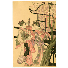 喜多川歌麿: Lady from Ox Cart (with key-block prints) - Artelino