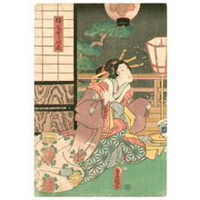 Utagawa Kunisada, 歌川国貞 (Utagawa Kunisada)による浮世絵「Beauty and Lanterns - kabuki」