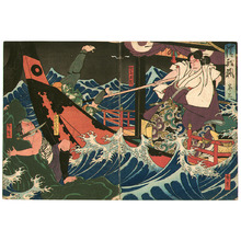 Utagawa Hirosada: Stormy Ocean - Keisei Kiyome no Funauta - - Artelino