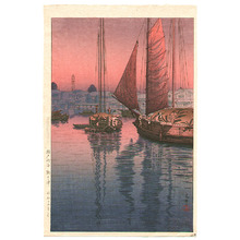 Tsuchiya Koitsu, 風光礼讃 (Tsuchiya Koitsu)による浮世絵「Sunset at Tomonotsu (First Edition)」