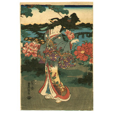 Utagawa Kunisada: Bijin in Peony Garden - Artelino
