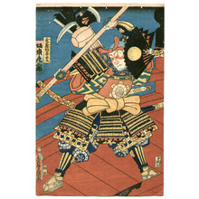 Utagawa Kunisada, 歌川国貞 (Utagawa Kunisada)创作的日本版画《Benkei and Ushiwakamaru》