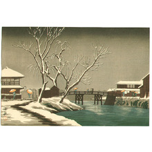 Kobayashi Kiyochika: Snowy Bridge - Artelino
