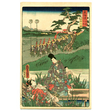 Utagawa Kunisada, 歌川国貞 (Utagawa Kunisada)创作的日本版画《Iris Garden - The Scenic Places of Tokaido》