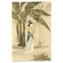月岡耕漁: Chinese Lady under Banana Trees - Artelino