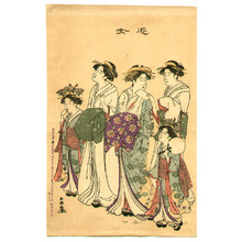 Japanese Print "Courtesans and Kamuro" by Katsukawa Shuncho, 勝川春潮 (Katsukawa Shuncho)