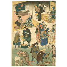 Utagawa Hiroshige: Street Vendors - Artelino