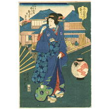 Utagawa Kunisada III: Courtesan and Lantern - Artelino