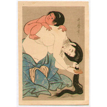 Kitagawa Utamaro: Combing Hair with Baby - Artelino