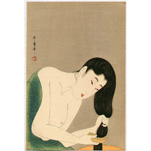 Kitagawa Utamaro: Bijin Combing Her Hair - Artelino