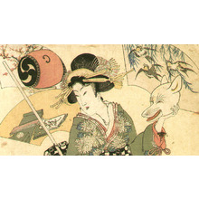 Japanese Print "Beauty and Fox Mask" by Utagawa Toyokuni (Utagawa Toyokuni)