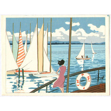 Kusaka Kenji: Sail Boats in Biwa Lake - Artelino