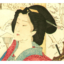 Japanese Print "Beauty and Shamisen in Snow" by Tsukioka Yoshitoshi, 月岡芳年 (Tsukioka Yoshitoshi)