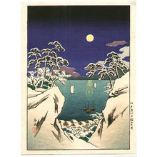 無款: Full Moon and Shinagawa Harbor - colored version - Artelino
