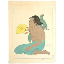 Jacoulet Paul: Young Girl of Saipan and Hibiscus - Artelino