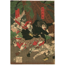 Japanese Print "Two Heroes Battle - Kagoshima Denpo" by Tsukioka Yoshitoshi, 月岡芳年 (Tsukioka Yoshitoshi)