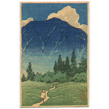 Japanischer Druck "Towards a Blue Mountain" von Kawase Hasui, 川瀬巴水 (Kawase Hasui)