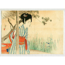 Mizuno Toshikata: Girl in Iris Garden - Artelino