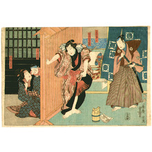 Utagawa Kunisada: Visitors - Horizontal Kabuki Print - Artelino