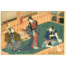 Utagawa Kunisada, 歌川国貞 (Utagawa Kunisada)创作的日本版画《Princess in Disquise - Horizontal Kabuki Print》