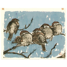 Nemoto Kagai: Five Sparrows - Artelino