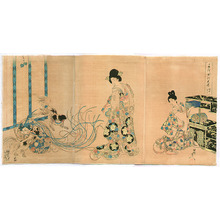 Toyohara Chikanobu: Playing Puppies - Ladies of Chiyoda Palace - Artelino