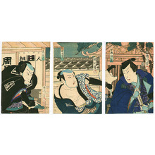 Toyohara Kunichika: Broken Sake Bottle - Kabuki - Artelino