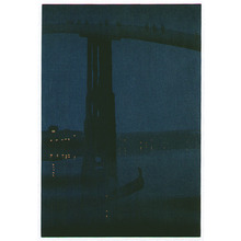 日本版画 "Misty Bridge at Night (small version)" 由 Unknown, 無款 (null) 创作