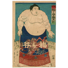 日本版画 "Champion Sumo Wrestler Umegatani" 由 Unknown, 無款 (null) 创作