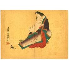 日本版画 "Beauty and Cat" 由 Unknown, 無款 (null) 创作