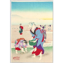 Toyohara Chikanobu: Hunting for Clams on a Beach - Edo Fuzoku - Artelino