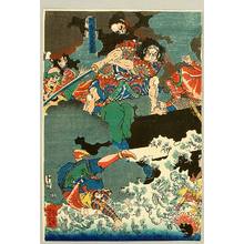 Tsukioka Yoshitoshi: Two Samurai on Boat - Korean Expedition - Artelino