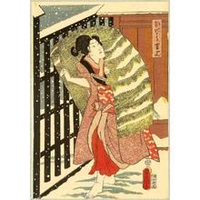 Utagawa Kunisada, 歌川国貞 (Utagawa Kunisada)创作的日本版画《Covering in Snow - Kabuki》