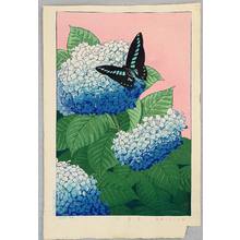 Inuzuka Taisui: Hydrangea and Butterfly - Artelino