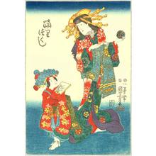 Utagawa Kuniyoshi: Courtesan and Kamuro - Artelino